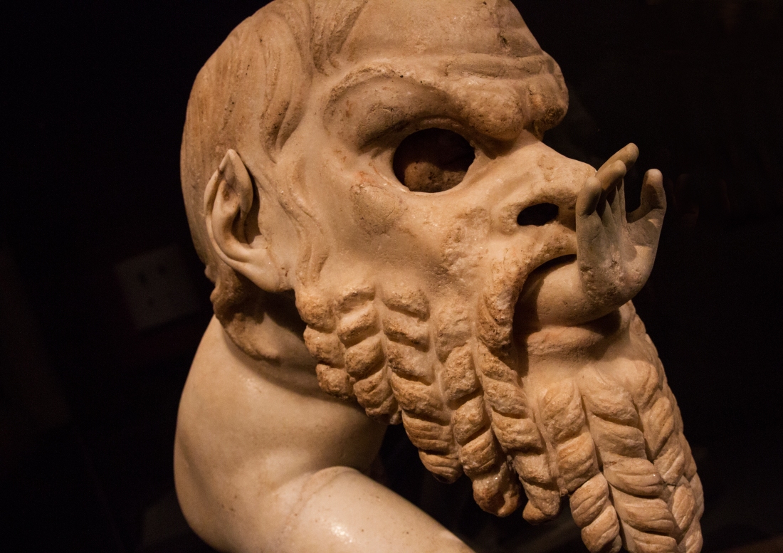 Statue of a Young Satyr Wearing a Theater Mask of Silenos, c. 1st century A.D. Restorations by Alessandro Algardi, 1628. Anonymous loan.